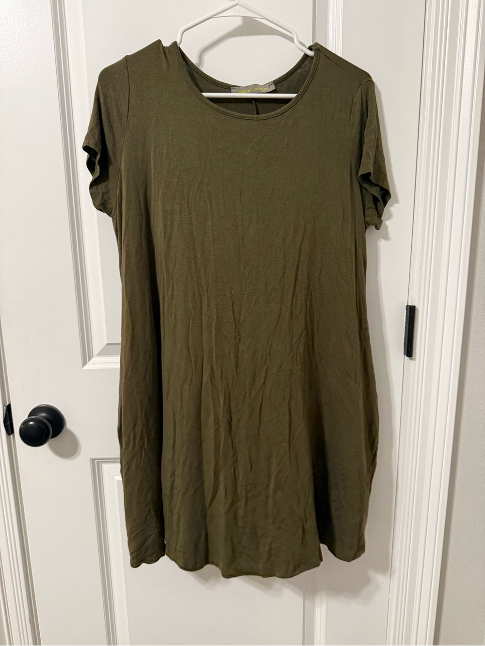 Casual Olive Green Short Sleeve Mini Dress